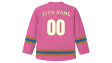 Load image into Gallery viewer, Kinshasa Original Hockey Jersey in Sapeur Pink, back view with your name and number