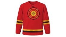 Load image into Gallery viewer, Kitchen God Festival Original Hockey Jersey in Lucky Red, front view – custom name and number