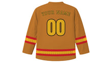 Load image into Gallery viewer, Kitchen God Festival Original Hockey Jersey in Maltose Amber, back view with your name and number