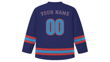 Load image into Gallery viewer, Kobe Original Hockey Jersey in Night View Indigo, back view with your name and number