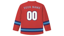 Load image into Gallery viewer, Kobe Original Hockey Jersey in Port Tower Red, back view with your name and number
