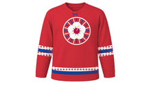 Load image into Gallery viewer, Korean Liberation Day Original Hockey Jersey in Crimson Red, front view – custom name and number
