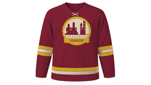 Load image into Gallery viewer, Krakow Original Hockey Jersey in Royal Burgundy, front view – custom name and number