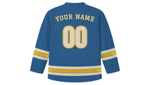 Load image into Gallery viewer, Krakow Original Hockey Jersey in Vistula Blue, back view with your name and number