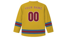 Load image into Gallery viewer, Krakow Original Hockey Jersey in Wawel Gold, back view with your name and number