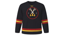 Load image into Gallery viewer, Krampusnacht Original Hockey Jersey in Coal Black, front view – custom name and number