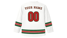 Load image into Gallery viewer, Krampusnacht Original Hockey Jersey in Snow White, back view with your name and number