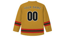 Load image into Gallery viewer, Kukeri Original Hockey Jersey in Brass Gold, back view with your name and number