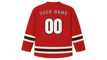 Load image into Gallery viewer, Kukeri Original Hockey Jersey in Fiery Red, back view with your name and number