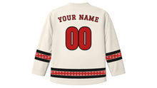 Load image into Gallery viewer, Kukeri Original Hockey Jersey in Wool White, back view with your name and number