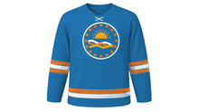 Load image into Gallery viewer, Kumbh Mela Original Hockey Jersey in River Blue, front view – custom name and number