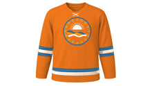 Load image into Gallery viewer, Kumbh Mela Original Hockey Jersey in Saffron, front view – custom name and number