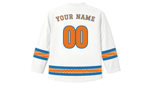 Load image into Gallery viewer, Kumbh Mela Original Hockey Jersey in White, back view with your name and number