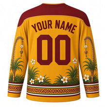 Load image into Gallery viewer, Kuningan Original Hockey Jersey in Turmeric Yellow, back view with custom YOUR NAME and 00