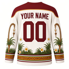 Load image into Gallery viewer, Kuningan Original Hockey Jersey in Frangipani White, back view with custom YOUR NAME and 00