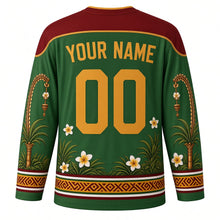 Load image into Gallery viewer, Kuningan Original Hockey Jersey in Palm Green, back view with custom YOUR NAME and 00