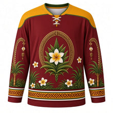 Load image into Gallery viewer, Kuningan Original Hockey Jersey in Maroon, front view with themed artwork and clean crest