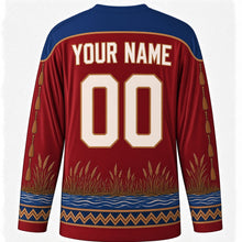 Load image into Gallery viewer, Kuomboka Ceremony Original Hockey Jersey in Lozi Red, back view with custom YOUR NAME and 00