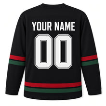 Load image into Gallery viewer, Kwanzaa Original Hockey Jersey in Black, back view with your name and number