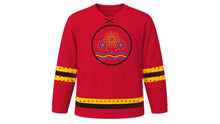 Load image into Gallery viewer, La Mercè Original Hockey Jersey in Red, front view – custom name and number