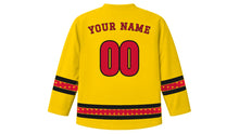Load image into Gallery viewer, La Mercè Original Hockey Jersey in Yellow, back view with your name and number