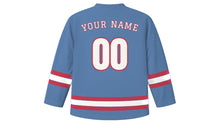 Load image into Gallery viewer, La Paz Original Hockey Jersey in Andes Blue, back view with your name and number