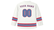 Load image into Gallery viewer, La Paz Original Hockey Jersey in Snowcap White, back view with your name and number