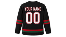 Load image into Gallery viewer, La Tomatina Original Hockey Jersey in Black, back view with your name and number