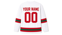Load image into Gallery viewer, La Tomatina Original Hockey Jersey in White, back view with your name and number