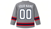 Load image into Gallery viewer, Labor Day Original Hockey Jersey in Gray, back view with your name and number