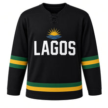 Load image into Gallery viewer, Lagos Original Hockey Jersey in Black, front view – custom name and number