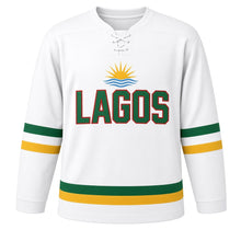 Load image into Gallery viewer, Lagos Original Hockey Jersey in White, front view – custom name and number