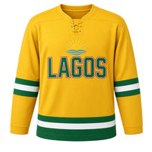 Load image into Gallery viewer, Lagos Original Hockey Jersey in Yellow, front view – custom name and number