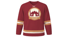 Load image into Gallery viewer, Lahore Original Hockey Jersey in Mughal Red, front view – custom name and number