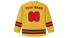 Load image into Gallery viewer, Lantern Festival Original Hockey Jersey in Imperial Gold, back view with your name and number