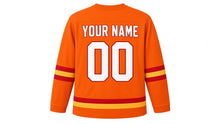 Load image into Gallery viewer, Las Fallas Original Hockey Jersey in Orange, back view with your name and number