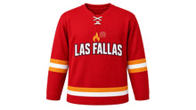 Load image into Gallery viewer, Las Fallas Original Hockey Jersey in Red, front view – custom name and number
