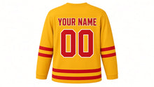 Load image into Gallery viewer, Las Fallas Original Hockey Jersey in Yellow, back view with your name and number