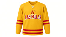 Load image into Gallery viewer, Las Fallas Original Hockey Jersey in Yellow, front view – custom name and number