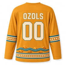 Load image into Gallery viewer, Latvia Amber Coast Original Hockey Jersey in Baltic Amber, back view with your name and number