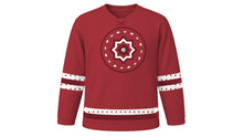 Load image into Gallery viewer, Latvian Independence Day Original Hockey Jersey in Carmine Red, front view – custom name and number
