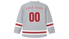 Load image into Gallery viewer, Latvian Independence Day Original Hockey Jersey in Silver Gray, back view with your name and number