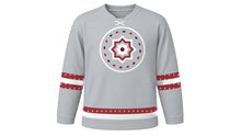 Load image into Gallery viewer, Latvian Independence Day Original Hockey Jersey in Silver Gray, front view – custom name and number