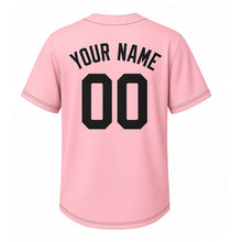 Load image into Gallery viewer, Laundry Line Milwaukee Baseball Jersey in Line Dry Pink, back view with your name and number – custom block name and number with dashed-line sleeves