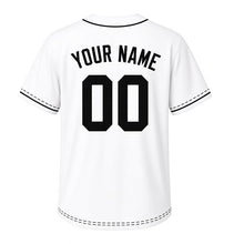 Load image into Gallery viewer, Laundry Line Milwaukee Baseball Jersey in Clean Linen White, back view with your name and number – custom block name and number with dashed-line sleeves