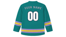 Load image into Gallery viewer, Leap Day Original Hockey Jersey in Pond Teal, back view with your name and number