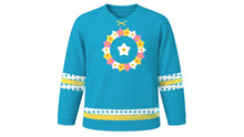 Load image into Gallery viewer, Lei Day Original Hockey Jersey in Ocean Blue, front view – custom name and number