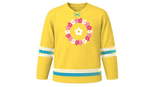 Load image into Gallery viewer, Lei Day Original Hockey Jersey in Plumeria Yellow, front view – custom name and number