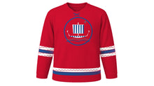 Load image into Gallery viewer, Leif Erikson Day Original Hockey Jersey in Red, front view – custom name and number