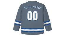 Load image into Gallery viewer, Leif Erikson Day Original Hockey Jersey in Slate Gray, back view with your name and number